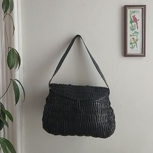 Nancy Gonzalez black woven Crocodile Shoulder bag